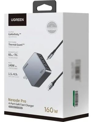 Cargador Rápido GaN / 160W Total / 4 Puertos / PD3.1 140W / PPS / UFCS / QC5 / PC 94-V0