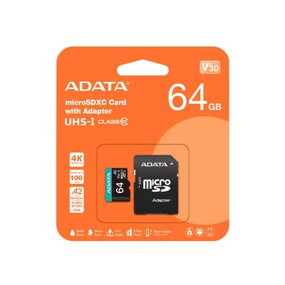 Micro Secure Digital Premier A2  ADATA UHS-I 64GB
