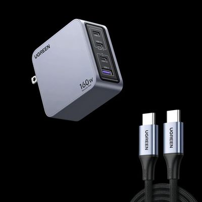 Cargador Rápido GaN / 160W Total / 4 Puertos / PD3.1 140W / PPS / UFCS / QC5 / PC 94-V0